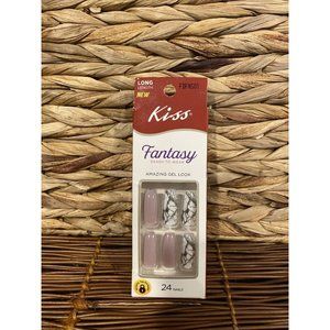 - Kiss Fantasy 24 LONG Glue-On Artificial Nails PEER PRESSURE Lilac Marble @